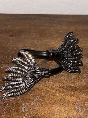 Handmade Adjustable Leather Wing Embellished Cuff Bracelet